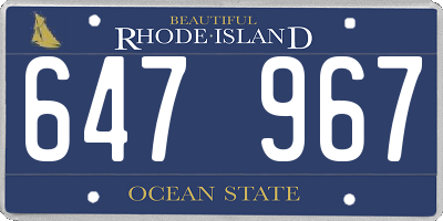 RI license plate 647967