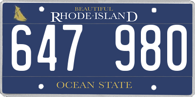 RI license plate 647980