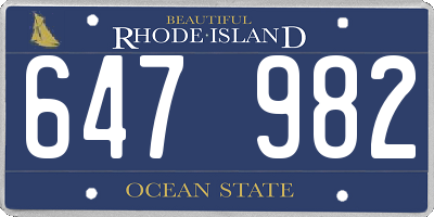 RI license plate 647982