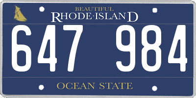 RI license plate 647984
