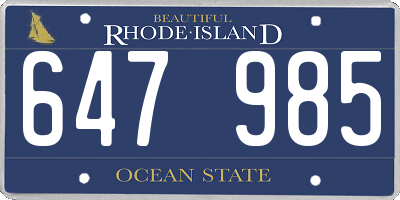 RI license plate 647985