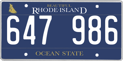 RI license plate 647986