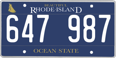 RI license plate 647987