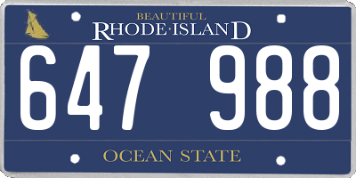RI license plate 647988