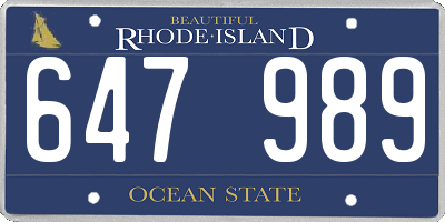 RI license plate 647989