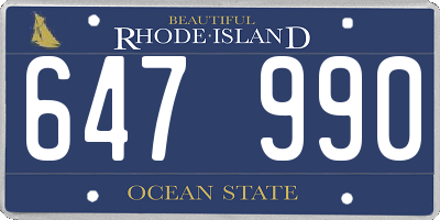RI license plate 647990