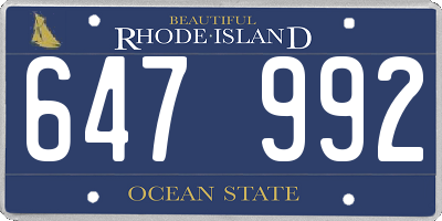 RI license plate 647992