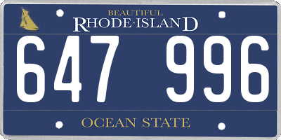 RI license plate 647996