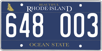 RI license plate 648003