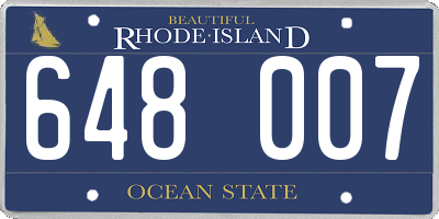 RI license plate 648007