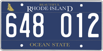 RI license plate 648012