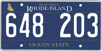 RI license plate 648203