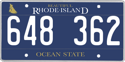RI license plate 648362