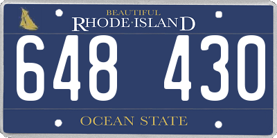 RI license plate 648430