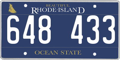 RI license plate 648433