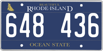 RI license plate 648436