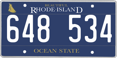 RI license plate 648534