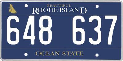 RI license plate 648637