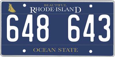 RI license plate 648643