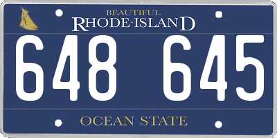 RI license plate 648645