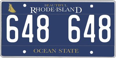 RI license plate 648648