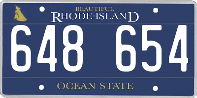 RI license plate 648654