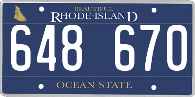 RI license plate 648670