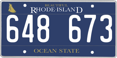 RI license plate 648673