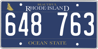 RI license plate 648763