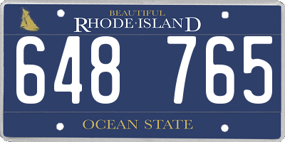 RI license plate 648765