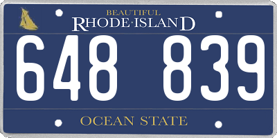 RI license plate 648839