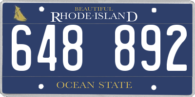 RI license plate 648892