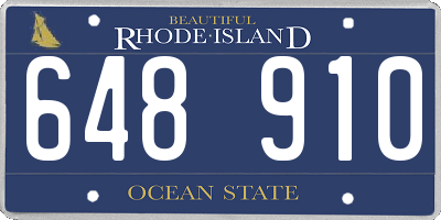 RI license plate 648910