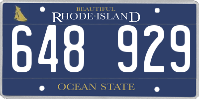 RI license plate 648929