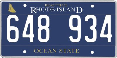 RI license plate 648934