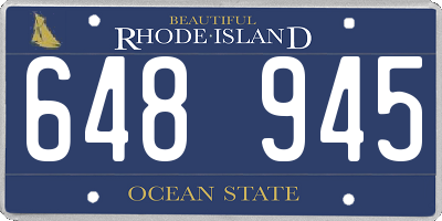 RI license plate 648945
