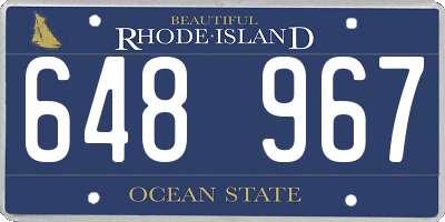 RI license plate 648967