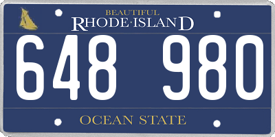 RI license plate 648980