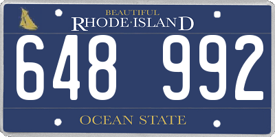 RI license plate 648992