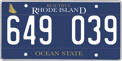 RI license plate 649039