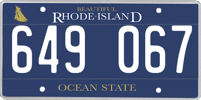 RI license plate 649067