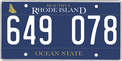 RI license plate 649078