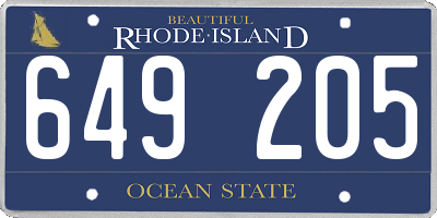 RI license plate 649205