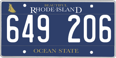 RI license plate 649206