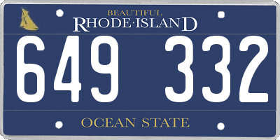 RI license plate 649332