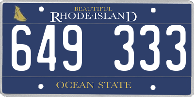 RI license plate 649333