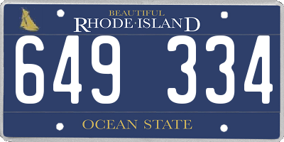 RI license plate 649334