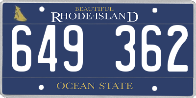 RI license plate 649362