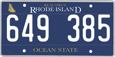 RI license plate 649385