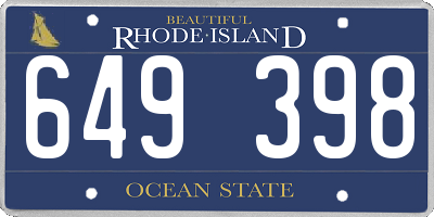 RI license plate 649398